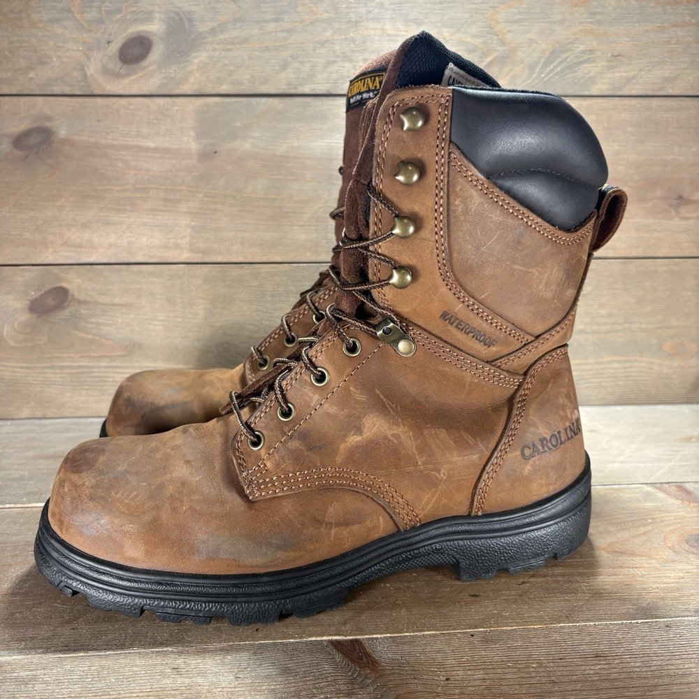 carolina mens size 10.5 shoes brown leather steel toe waterproof work boots